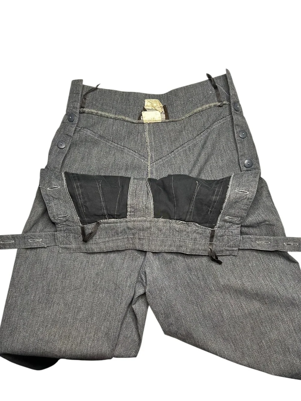 Vintage Seeler High Waist Sailor Trousers Gray Button Front EU 40
